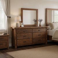 6 Drawer Dresser: Some lifestyle images are created with AI for visualization purposes. Crafted from natural solid wood, each piece is unique and will vary.