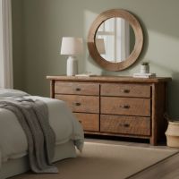 Log Dresser: Some lifestyle images are created with AI for visualization purposes. Crafted from natural solid wood, each piece is unique and will vary.