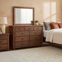 Rustic Log Dresser: Some lifestyle images are created with AI for visualization purposes. Crafted from natural solid wood, each piece is unique and will vary.