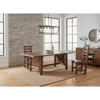 Cedar Log Dining Table: Some lifestyle images are created with AI for visualization purposes. Crafted from natural solid wood, each piece is unique and will vary.