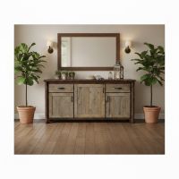 Log Buffet: Some lifestyle images are created with AI for visualization purposes. Crafted from natural solid wood, each piece is unique and will vary.