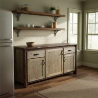 Rustic Buffet: Some lifestyle images are created with AI for visualization purposes. Crafted from natural solid wood, each piece is unique and will vary.
