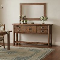 Log Sideboard: Some lifestyle images are created with AI for visualization purposes. Crafted from natural solid wood, each piece is unique and will vary.