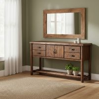 Sideboard: Some lifestyle images are created with AI for visualization purposes. Crafted from natural solid wood, each piece is unique and will vary.