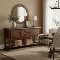 Sideboard: Some lifestyle images are created with AI for visualization purposes. Crafted from natural solid wood, each piece is unique and will vary.