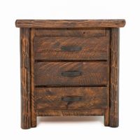 Olde Towne Rustic 3 Drawer Log End Table - Barnwood Lager Finish