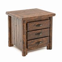Olde Towne Rustic 3 Drawer Log End Table - Barnwood Lager Finish