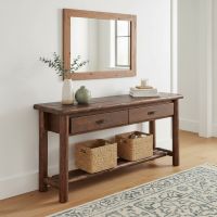 Log Table: Some lifestyle images are created with AI for visualization purposes. Crafted from natural solid wood, each piece is unique and will vary.