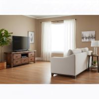 cedar Log Entertainment Center: Some lifestyle images are created with AI for visualization purposes. Crafted from natural solid wood, each piece is unique and will vary.