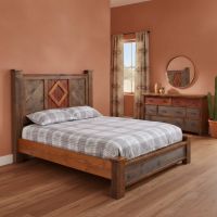 Rustic Barn Wood Bed: Some lifestyle images are created with AI for visualization purposes. Crafted from natural solid wood, each piece is unique and will vary.
