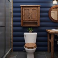 Toilet Topper Cabinet: Some lifestyle images are created with AI for visualization purposes. Crafted from natural solid wood, each piece is unique and will vary.