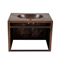 24" Single Faucet Oil Rubbed Bronze Hammered Copper Wall Mount Vanity