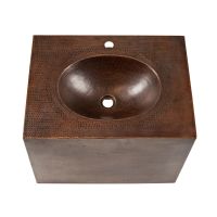 24" Single Faucet Oil Rubbed Bronze Hammered Copper Wall Mount Vanity