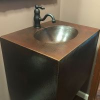 24" Single Faucet Oil Rubbed Bronze Hammered Copper Wall Mount Vanity