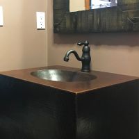 24" Single Faucet Oil Rubbed Bronze Hammered Copper Wall Mount Vanity