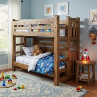 Rustic Bunkbed: Some lifestyle images are created with AI for visualization purposes. Crafted from natural solid wood, each piece is unique and will vary.