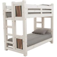 Walnut Falls Rustic Barnwood Bed in Driftwood White Finish