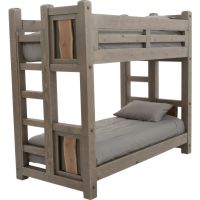 Walnut Falls Rustic Barnwood Bed in Weathered Gray Finish