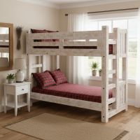 Bunkbed: Some lifestyle images are created with AI for visualization purposes. Crafted from natural solid wood, each piece is unique and will vary.