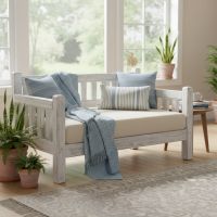 Daybed: Some lifestyle images are created with AI for visualization purposes. Crafted from natural solid wood, each piece is unique and will vary.