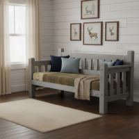 Daybed: Some lifestyle images are created with AI for visualization purposes. Crafted from natural solid wood, each piece is unique and will vary.