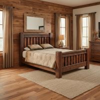 Rough Sawn Bed: Some lifestyle images are created with AI for visualization purposes. Crafted from natural solid wood, each piece is unique and will vary.