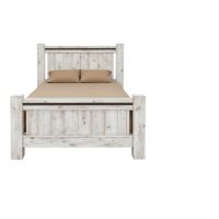 Sawmill Coal Creek Rough Sawn Timber Panel Bed - Driftwood White Finish