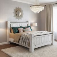 Rough Sawn Bed: Some lifestyle images are created with AI for visualization purposes. Crafted from natural solid wood, each piece is unique and will vary.