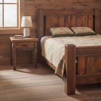 Rustic Nightstand: Some lifestyle images are created with AI for visualization purposes. Crafted from natural solid wood, each piece is unique and will vary.
