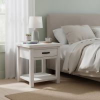 Rustic Nightstand: Some lifestyle images are created with AI for visualization purposes. Crafted from natural solid wood, each piece is unique and will vary.