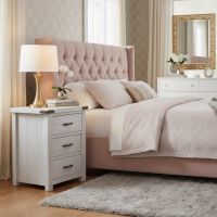 Weathered Wood Nightstand: Some lifestyle images are created with AI for visualization purposes. Crafted from natural solid wood, each piece is unique and will vary.