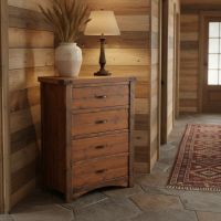 Chest of 4 Drawers: Some lifestyle images are created with AI for visualization purposes. Crafted from natural solid wood, each piece is unique and will vary.