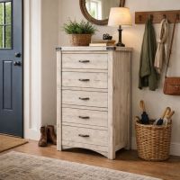 Rustic Chest of Drawers: Some lifestyle images are created with AI for visualization purposes. Crafted from natural solid wood, each piece is unique and will vary.