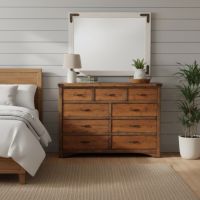 Rustic Mirror: Some lifestyle images are created with AI for visualization purposes. Crafted from natural solid wood, each piece is unique and will vary.