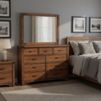 Bedroom Mirror: Some lifestyle images are created with AI for visualization purposes. Crafted from natural solid wood, each piece is unique and will vary.