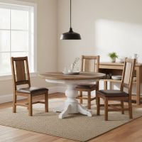 Rustic Dining Chair: Some lifestyle images are created with AI for visualization purposes. Crafted from natural solid wood, each piece is unique and will vary.