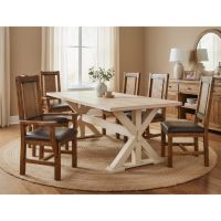 Farmhouse Dining Chair: Some lifestyle images are created with AI for visualization purposes. Crafted from natural solid wood, each piece is unique and will vary.