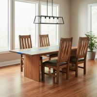 Dining Chair: Some lifestyle images are created with AI for visualization purposes. Crafted from natural solid wood, each piece is unique and will vary.