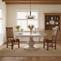 Dining Chair: Some lifestyle images are created with AI for visualization purposes. Crafted from natural solid wood, each piece is unique and will vary.