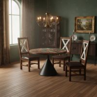 Dining Chair: Some lifestyle images are created with AI for visualization purposes. Crafted from natural solid wood, each piece is unique and will vary.