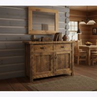 Rustic Buffet: Some lifestyle images are created with AI for visualization purposes. Crafted from natural solid wood, each piece is unique and will vary.
