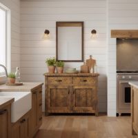 Barnwood Buffet: Some lifestyle images are created with AI for visualization purposes. Crafted from natural solid wood, each piece is unique and will vary.