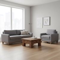 Rough Sawn Coffee Table: Some lifestyle images are created with AI for visualization purposes. Crafted from natural solid wood, each piece is unique and will vary.