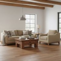 Rustic Coffee Table: Some lifestyle images are created with AI for visualization purposes. Crafted from natural solid wood, each piece is unique and will vary.