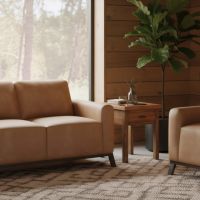 Rustic End Table: Some lifestyle images are created with AI for visualization purposes. Crafted from natural solid wood, each piece is unique and will vary.