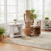 Farmhouse End Table: Some lifestyle images are created with AI for visualization purposes. Crafted from natural solid wood, each piece is unique and will vary.
