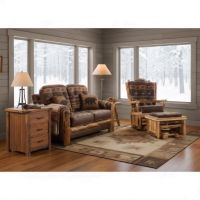 Rustic End Table: Some lifestyle images are created with AI for visualization purposes. Crafted from natural solid wood, each piece is unique and will vary.