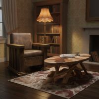 Timber Lounge Chair: Some lifestyle images are created with AI for visualization purposes. Crafted from natural solid wood, each piece is unique and will vary.