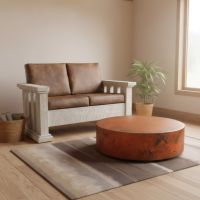 Sawmill Royal Loveseat: Some lifestyle images are created with AI for visualization purposes. Crafted from natural solid wood, each piece is unique and will vary.