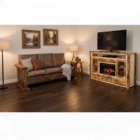 Rustic Wood Sofa: Some lifestyle images are created with AI for visualization purposes. Crafted from natural solid wood, each piece is unique and will vary.